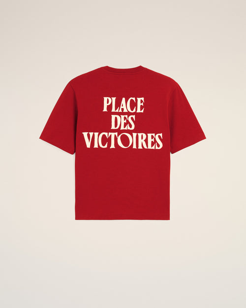 Red printed cotton "Place des Victoires" t-shirt - RUBY RED/IVORY - Ami Paris