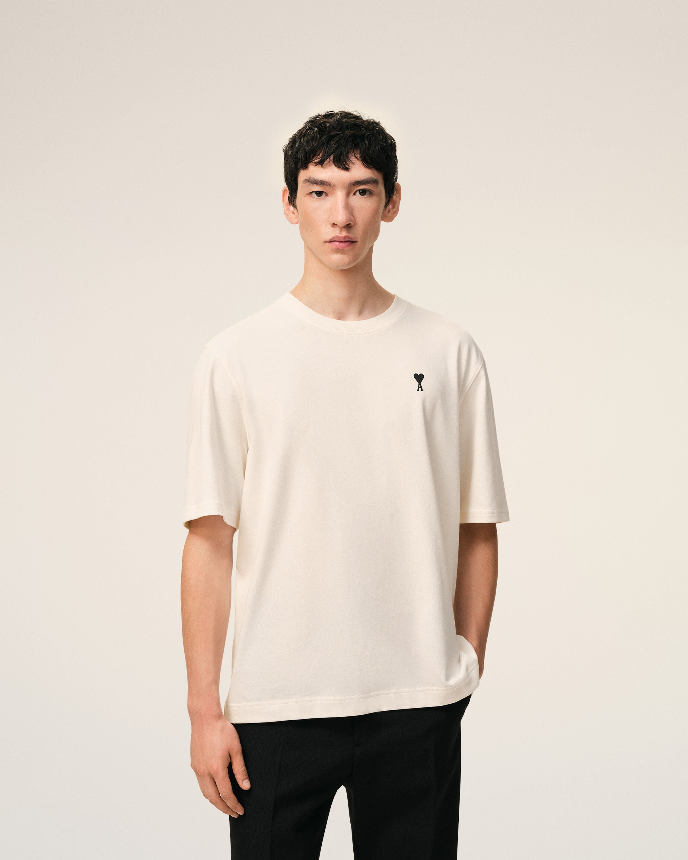 WHITE CREAM White Cotton Place Des Victoires Print T-shirt | Ami Paris