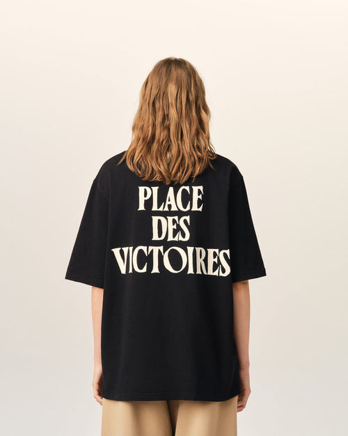 Schwarzes T-Shirt aus bedruckter Baumwolle "Place des Victoires" - Damen - 13 - AMI Paris - Ami Paris