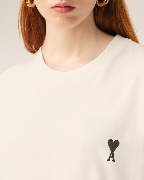 White Cotton Place Des Victoires Print T-shirt - Woman - 12 - AMI Paris - Ami Paris