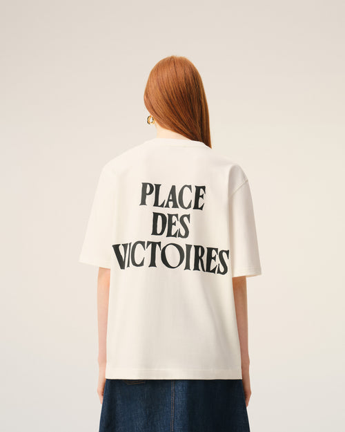 White Cotton Place Des Victoires Print T-shirt - 12 - Ami Paris