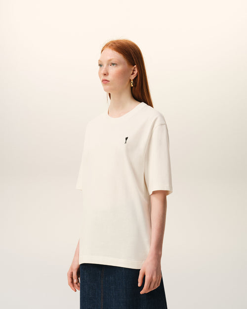 White Cotton Place Des Victoires Print T-shirt - 13 - Ami Paris