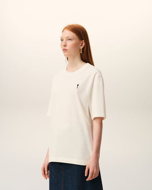 White Cotton Place Des Victoires Print T-shirt - Woman - 14 - AMI Paris - Ami Paris