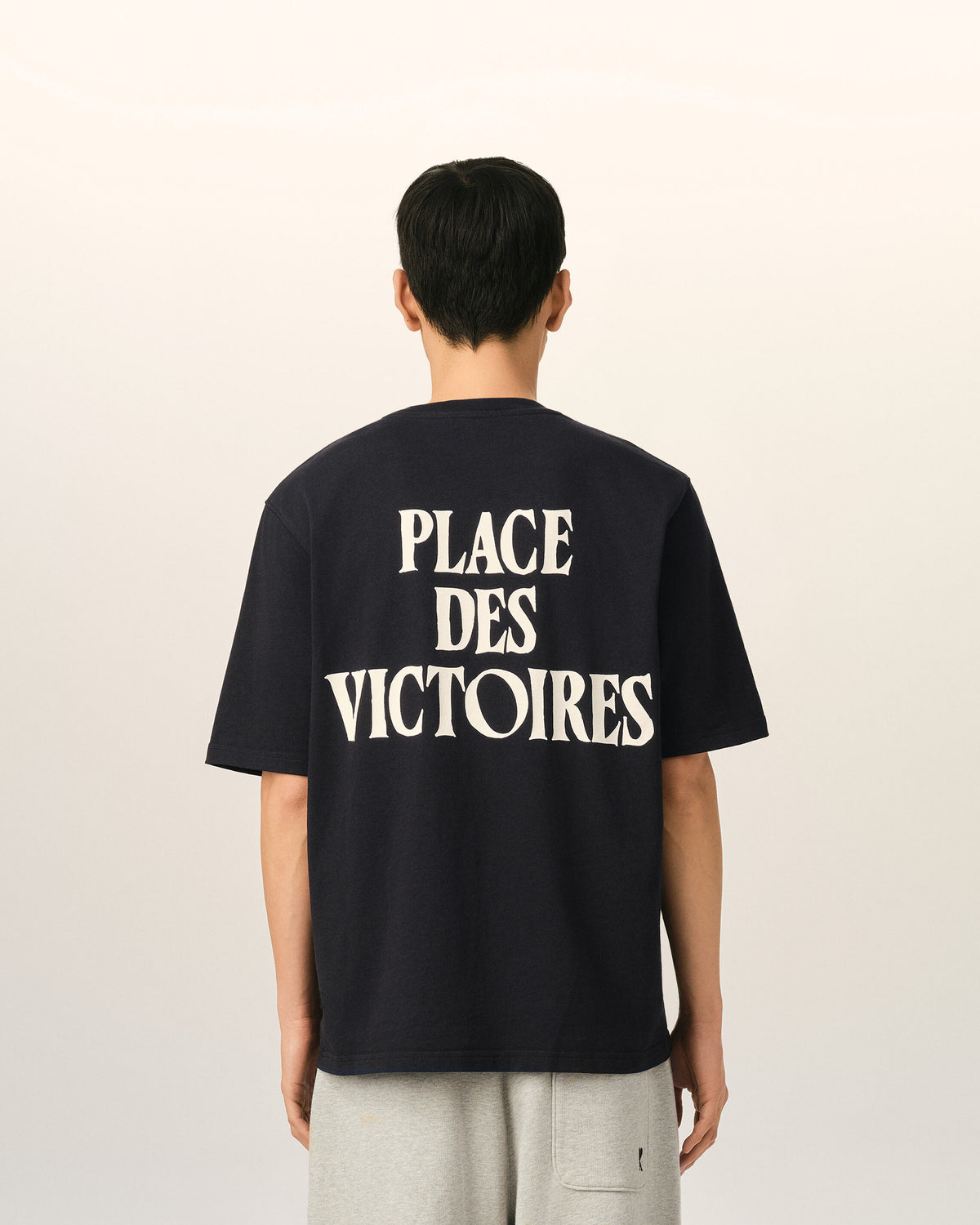 Black printed cotton "Place des Victoires" t-shirt - 6