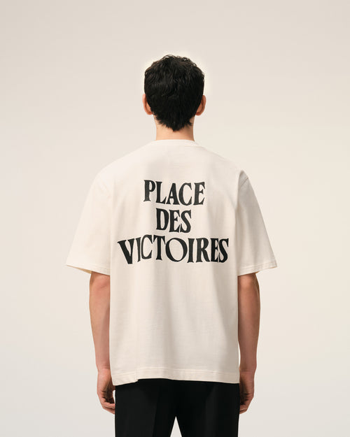 White Cotton Place Des Victoires Print T-shirt - 5 - Ami Paris