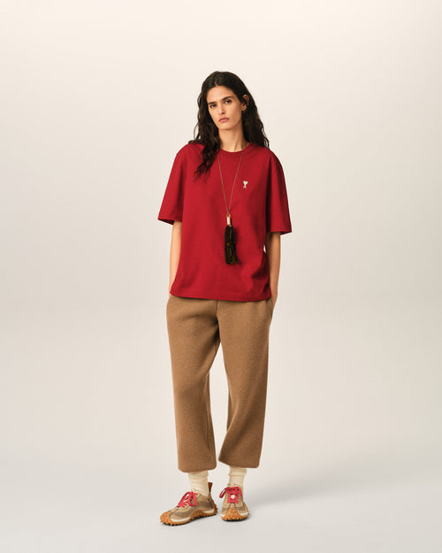 Red printed cotton "Place des Victoires" t-shirt - Woman - 11 - AMI Paris - Ami Paris
