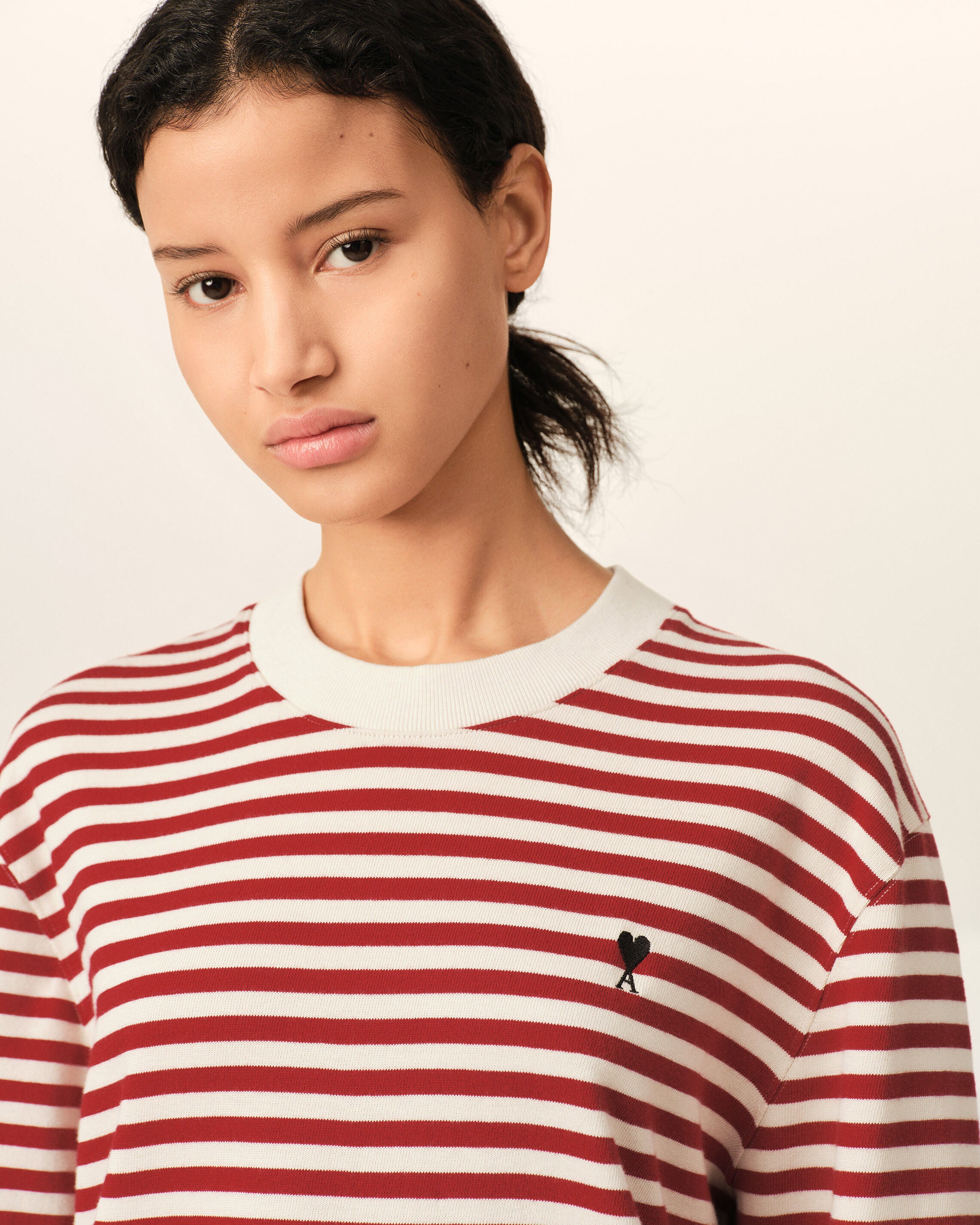 Red and white mariniere cotton t-shirt with Ami de Coeur - 11