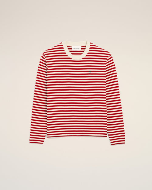                                     Red and white mariniere cotton t-shirt with Ami de Coeur - 3                                 - Ami Paris