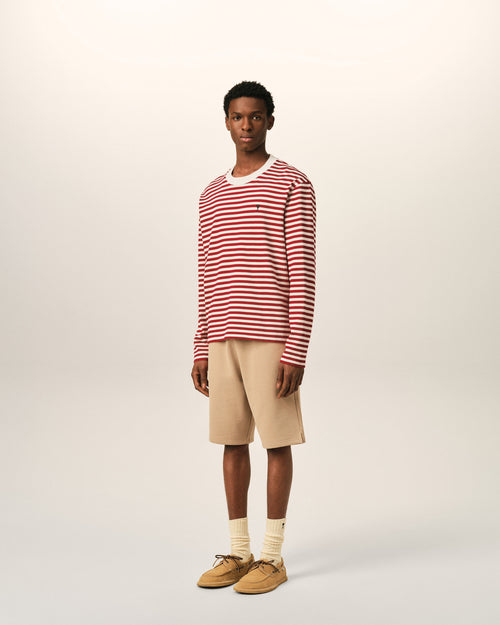 Red and white mariniere cotton t-shirt with Ami de Coeur - Man - 6 - AMI Paris - Ami Paris