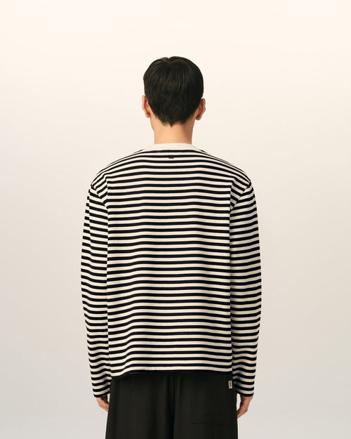 T-shirt marinière noir et blanc en coton Ami de Coeur - Homme - 5 - AMI Paris - Ami Paris