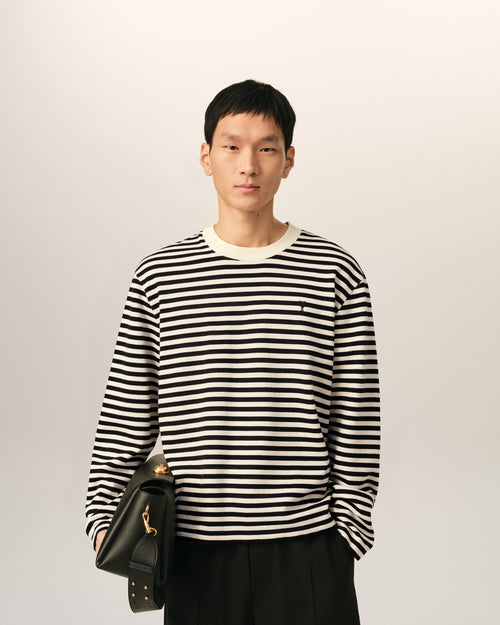 T-shirt marinière noir et blanc en coton Ami de Coeur - Homme - 2 - AMI Paris - Ami Paris