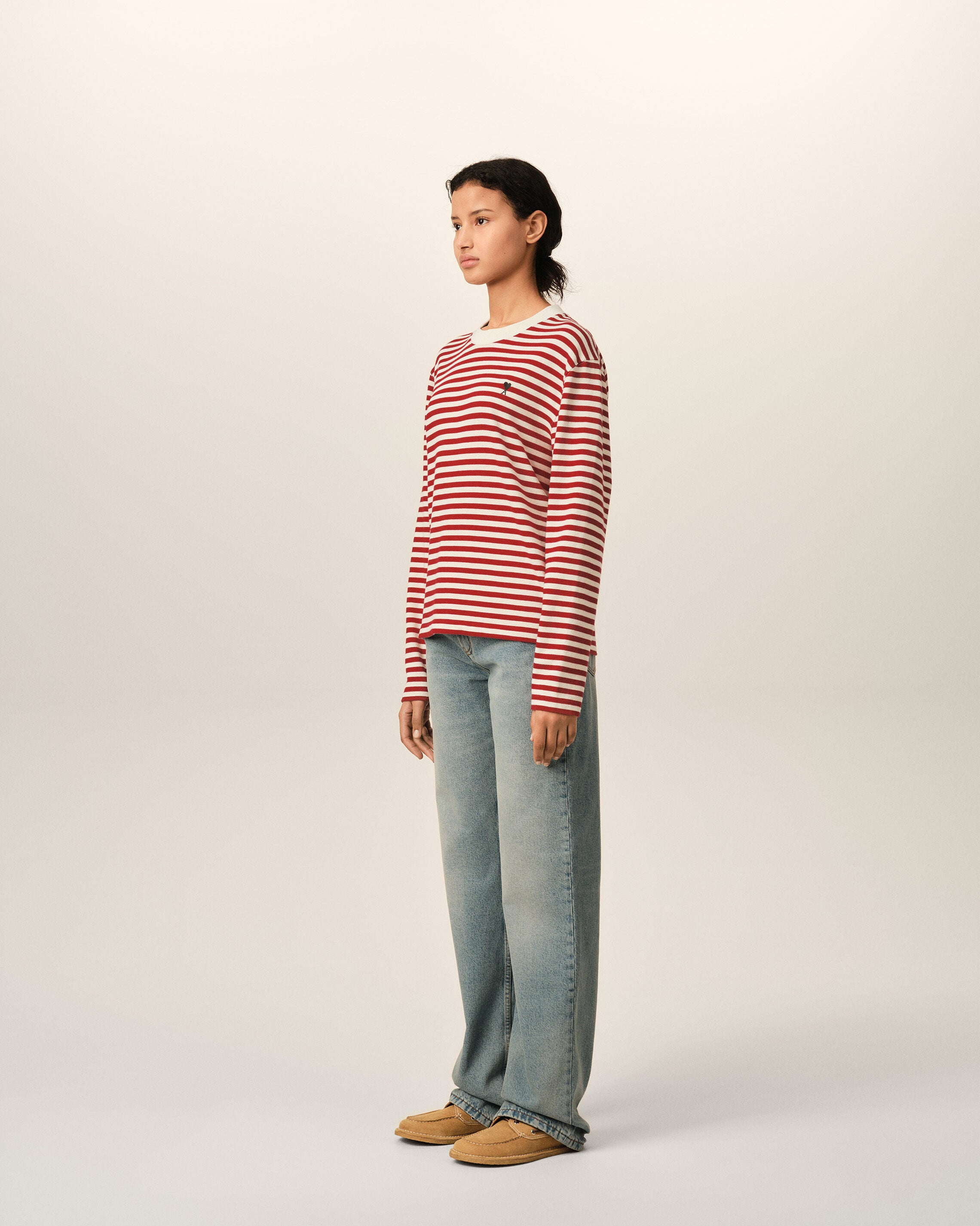 Red and white mariniere cotton t-shirt with Ami de Coeur - 13