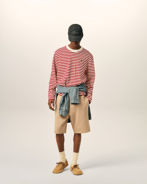 Red and white mariniere cotton t-shirt with Ami de Coeur - Man - 3 - AMI Paris - Ami Paris