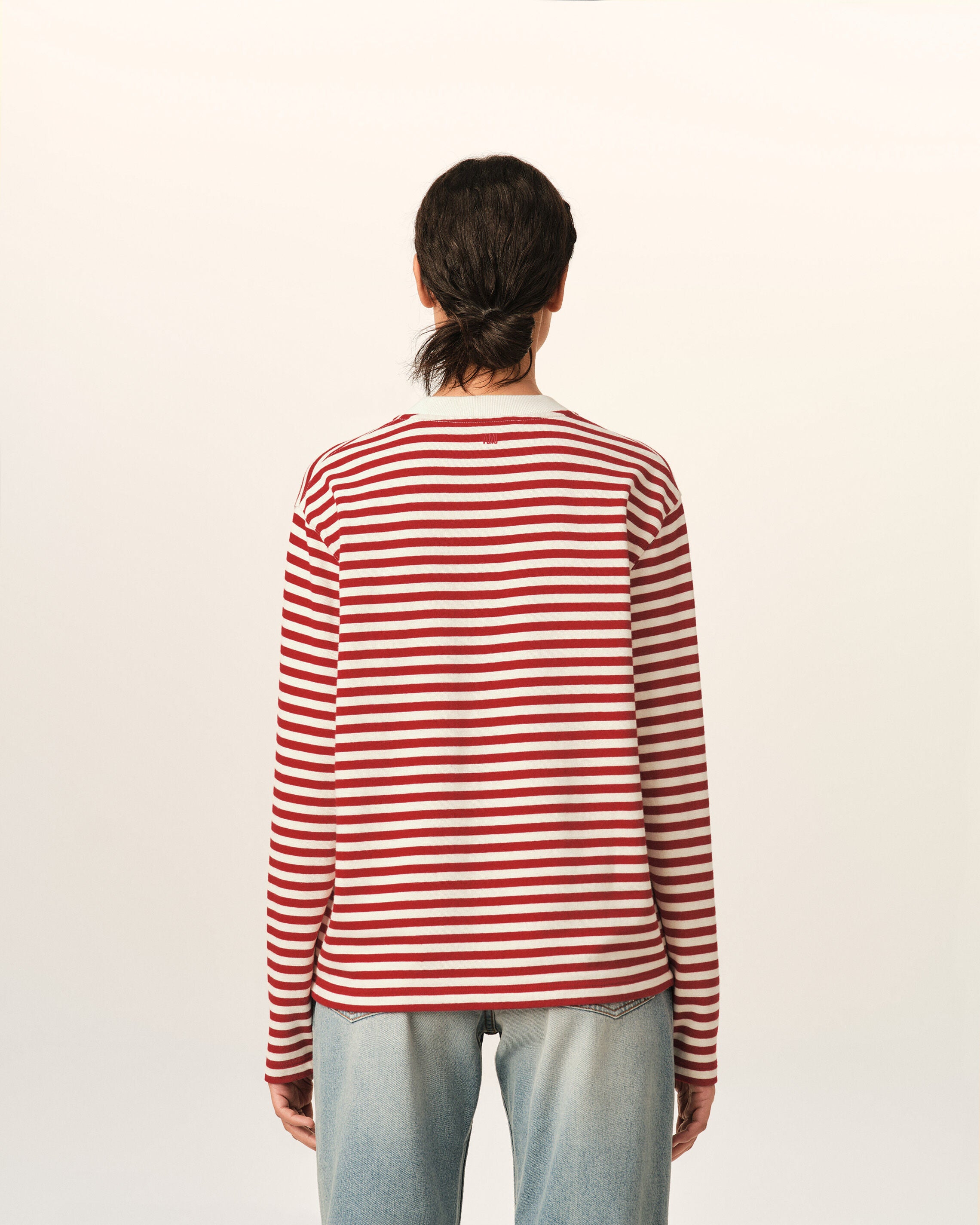 Red and white mariniere cotton t-shirt with Ami de Coeur - 12