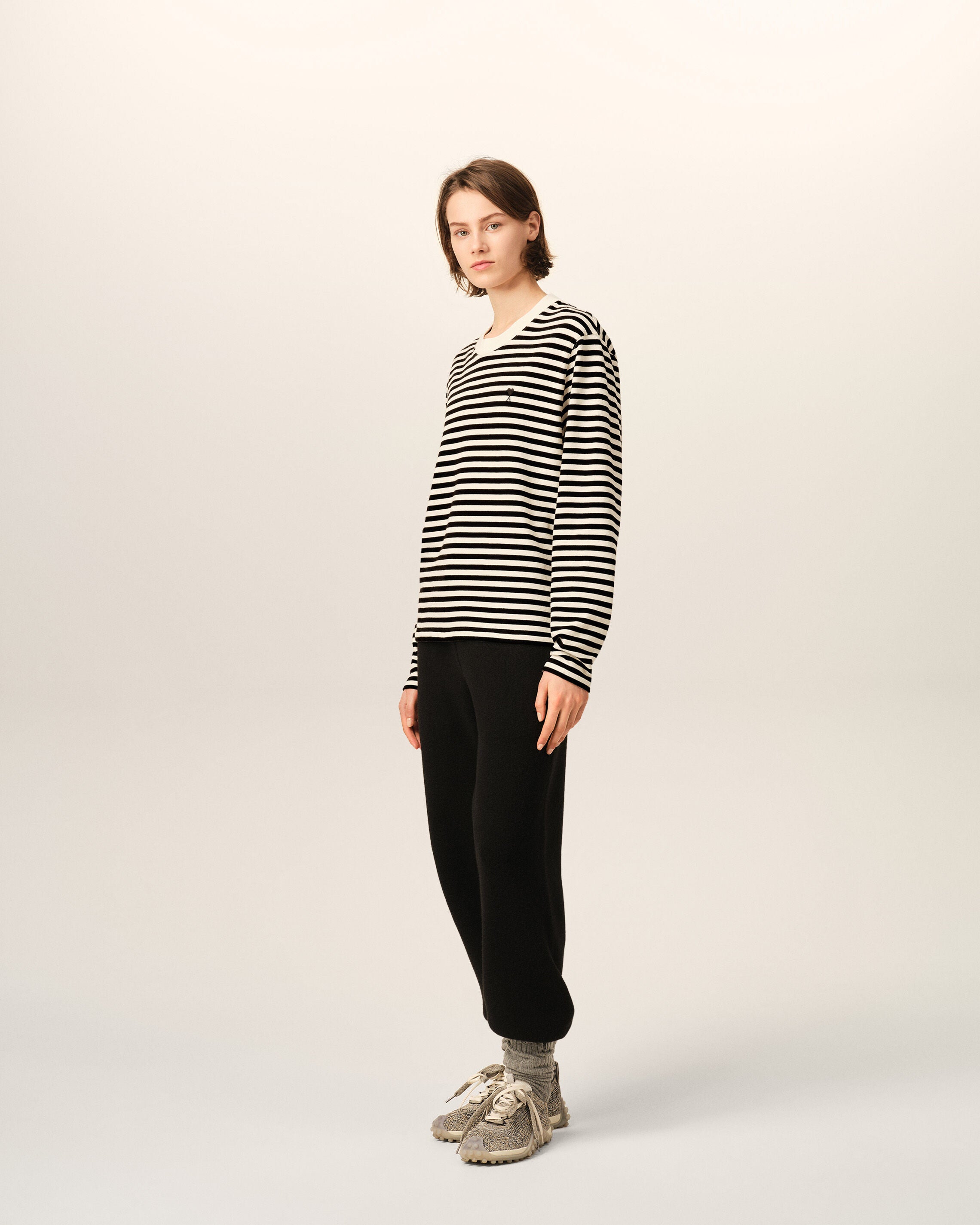 T-shirt marinière noir et blanc en coton Ami de Coeur - 12