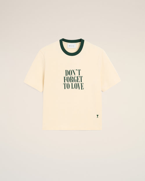 Ecru printed cotton "Don't forget to love" t-shirt - 2 - Ami Paris