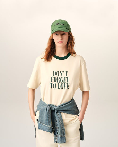                                 Ecru printed cotton "Don't forget to love" t-shirt - 3                             - Ami Paris