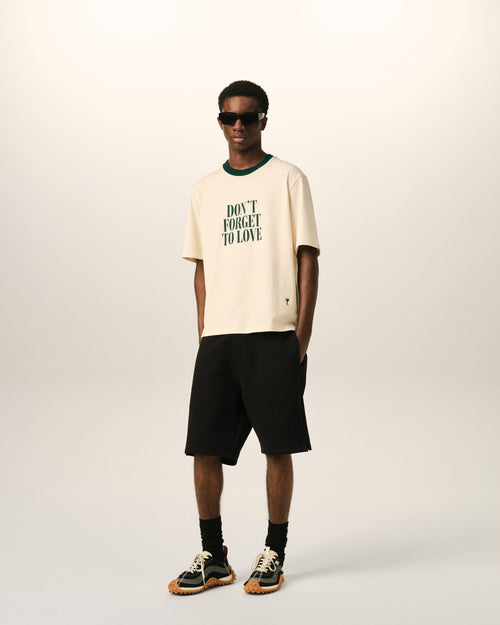 Ecru printed cotton "Don't forget to love" t-shirt - Man - 3 - AMI Paris - Ami Paris