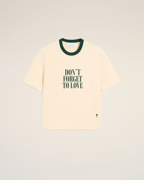 Ecru printed cotton "Don't forget to love" t-shirt - Woman - 8 - AMI Paris - Ami Paris