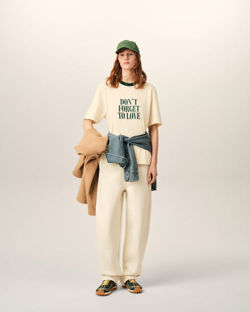 Ecru printed cotton "Don't forget to love" t-shirt - Woman - 10 - AMI Paris - Ami Paris