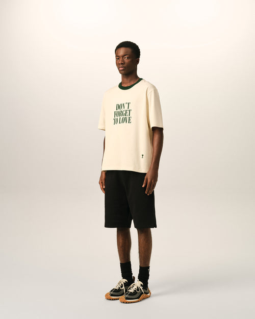 Ecru printed cotton "Don't forget to love" t-shirt - Man - 6 - AMI Paris - Ami Paris