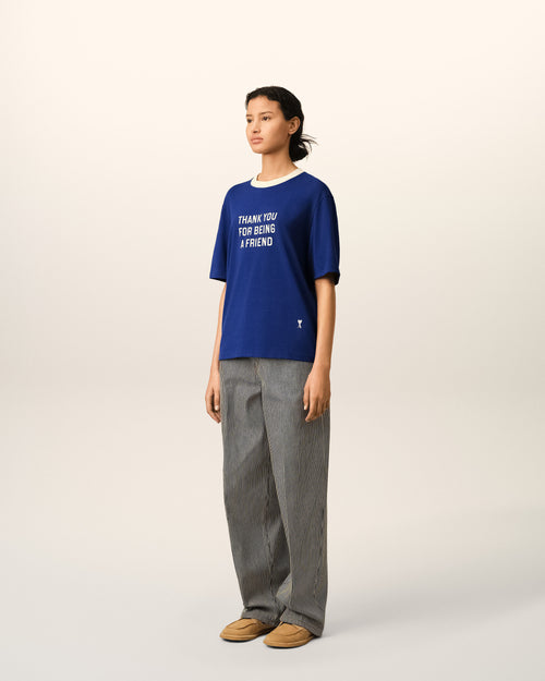 Blue printed cotton "Thank you for being a friend" t-shirt - Woman - 12 - AMI Paris - Ami Paris