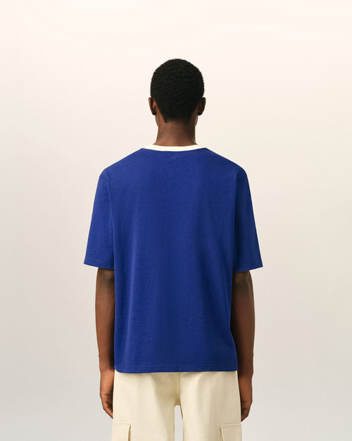 Blue printed cotton "Thank you for being a friend" t-shirt - Man - 5 - AMI Paris - Ami Paris