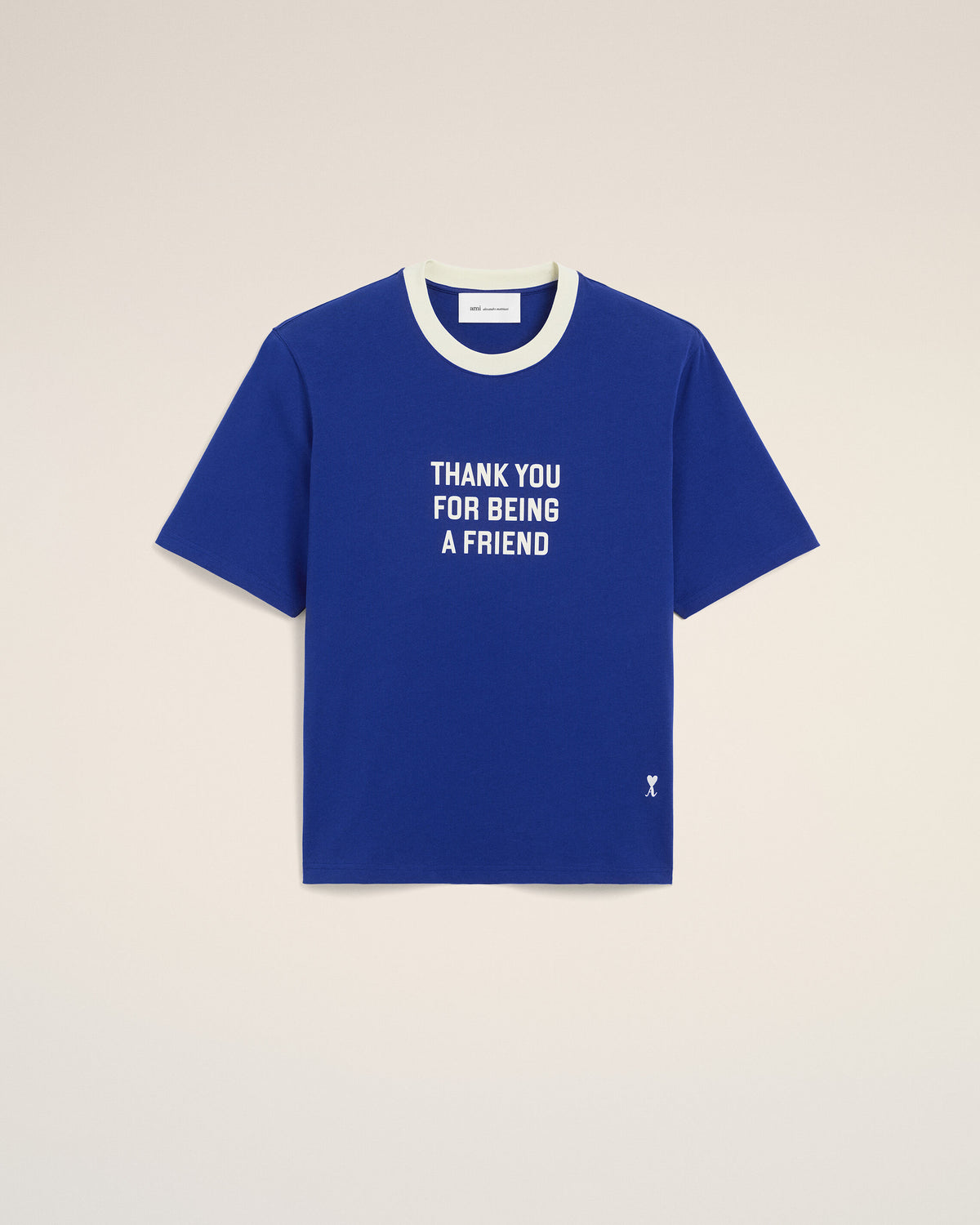 Blue printed cotton "Thank you for being a friend" t-shirt - 7