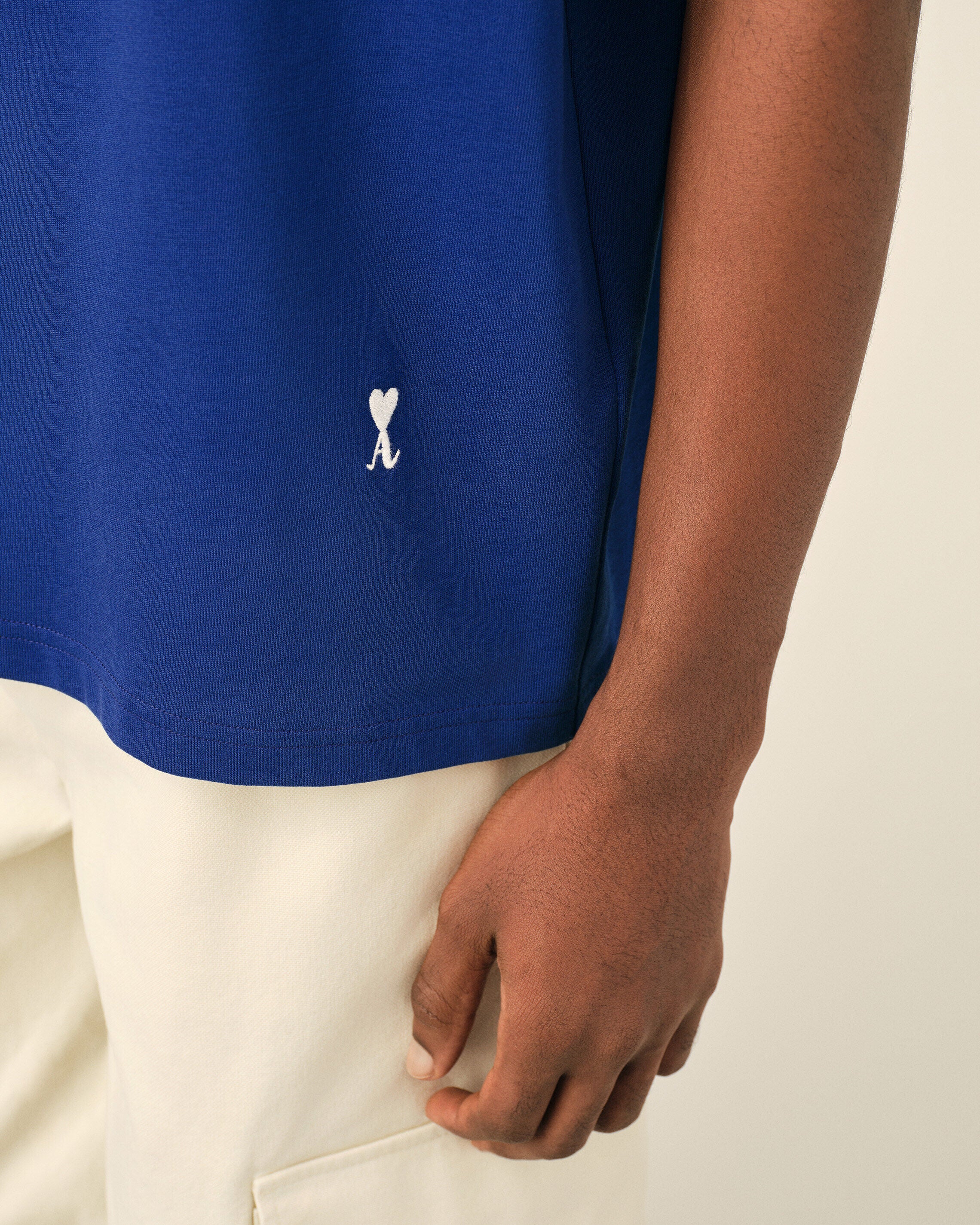 Blue printed cotton "Thank you for being a friend" t-shirt - 4
