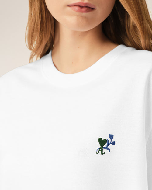 White cotton t-shirt with Ami de Coeur tulip - Woman - 10 - AMI Paris - Ami Paris