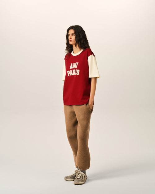 Red cotton t-shirt with Ami Paris embroidery - Woman - 13 - AMI Paris - Ami Paris