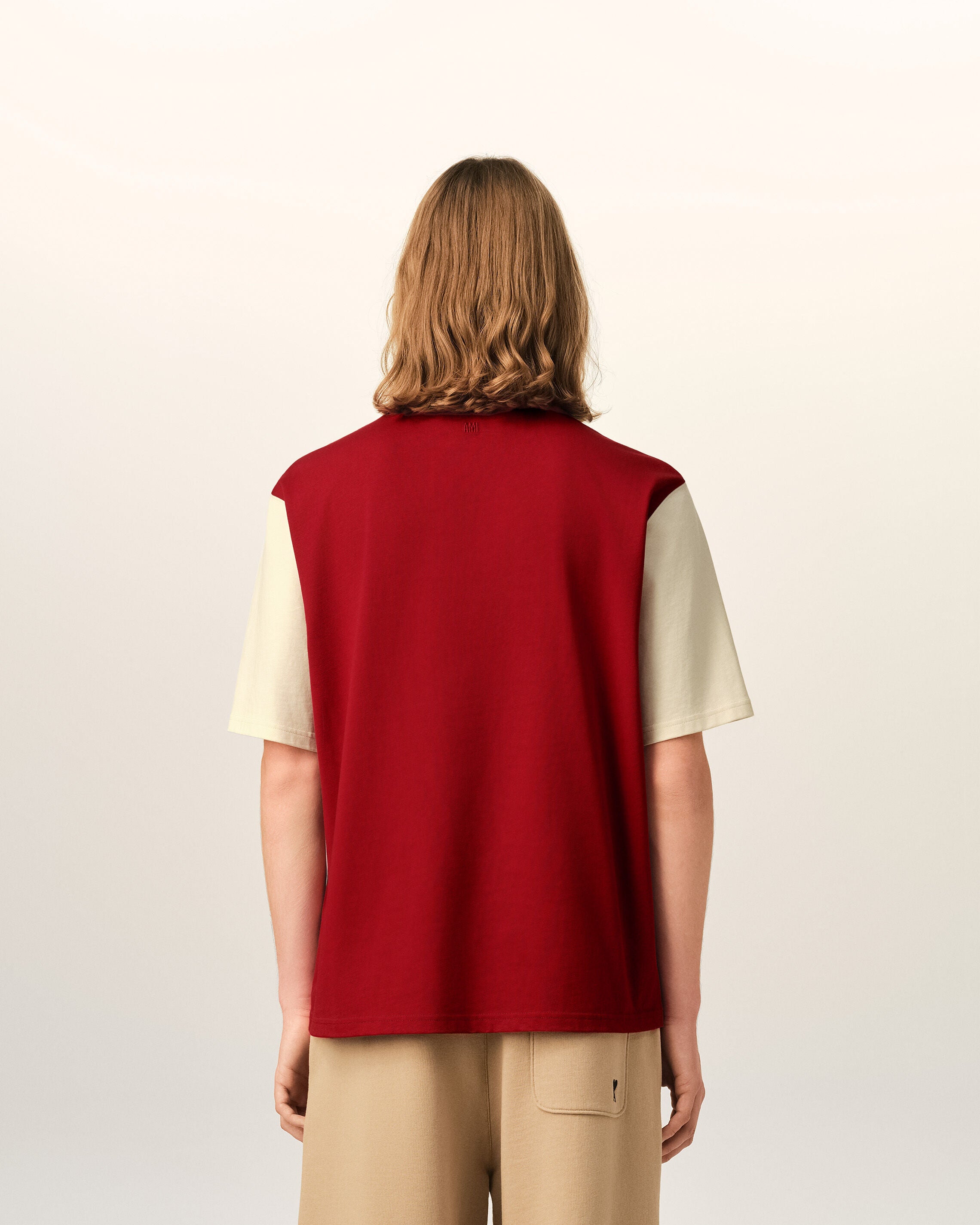 Red cotton t-shirt with Ami Paris embroidery - 5