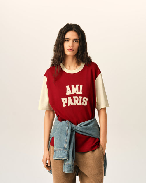 T-shirt rouge en coton broderie Ami Paris - 4 - Ami Paris