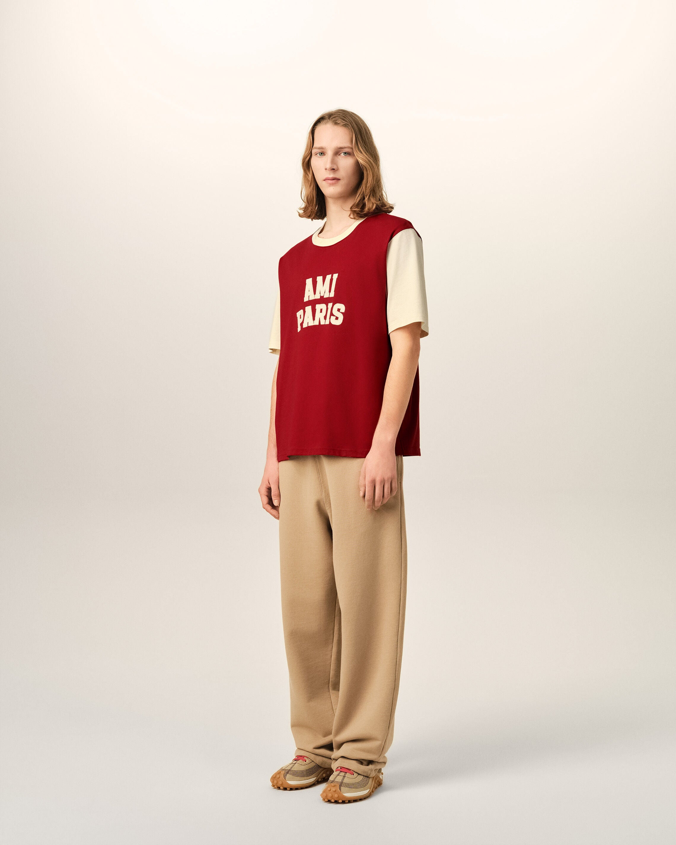 Red cotton t-shirt with Ami Paris embroidery - 6