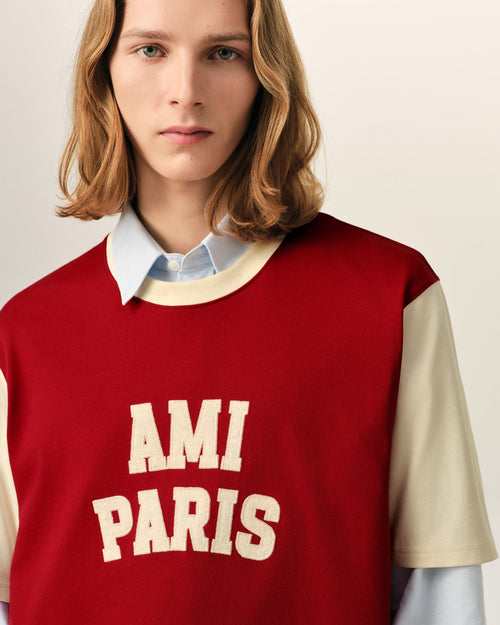 Red cotton t-shirt with Ami Paris embroidery - Man - 4 - AMI Paris - Ami Paris