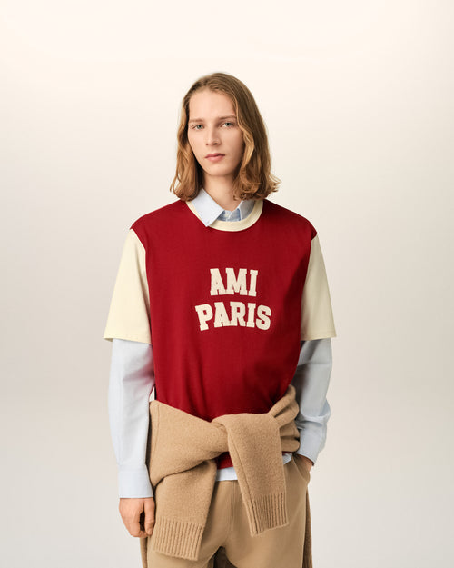 T-shirt rouge en coton broderie Ami Paris - 2 - Ami Paris