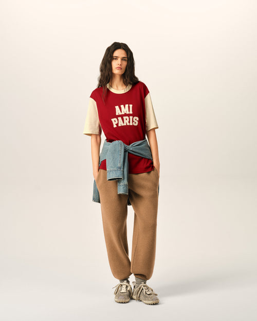 Red cotton t-shirt with Ami Paris embroidery - Woman - 10 - AMI Paris - Ami Paris