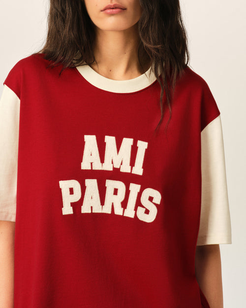 Red cotton t-shirt with Ami Paris embroidery - Woman - 11 - AMI Paris - Ami Paris
