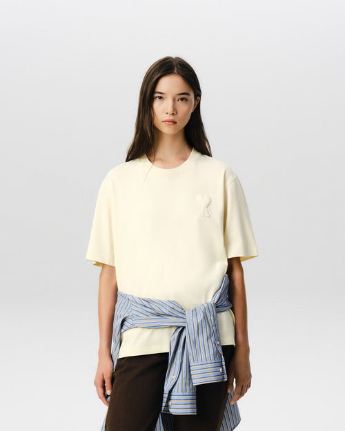                                     White cotton t-shirt Ami de Coeur patch - 3                                 - Ami Paris