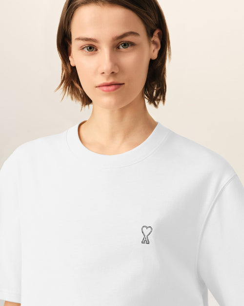 White cotton t-shirt with "Place des Victoires" print - Woman - 12 - AMI Paris - Ami Paris