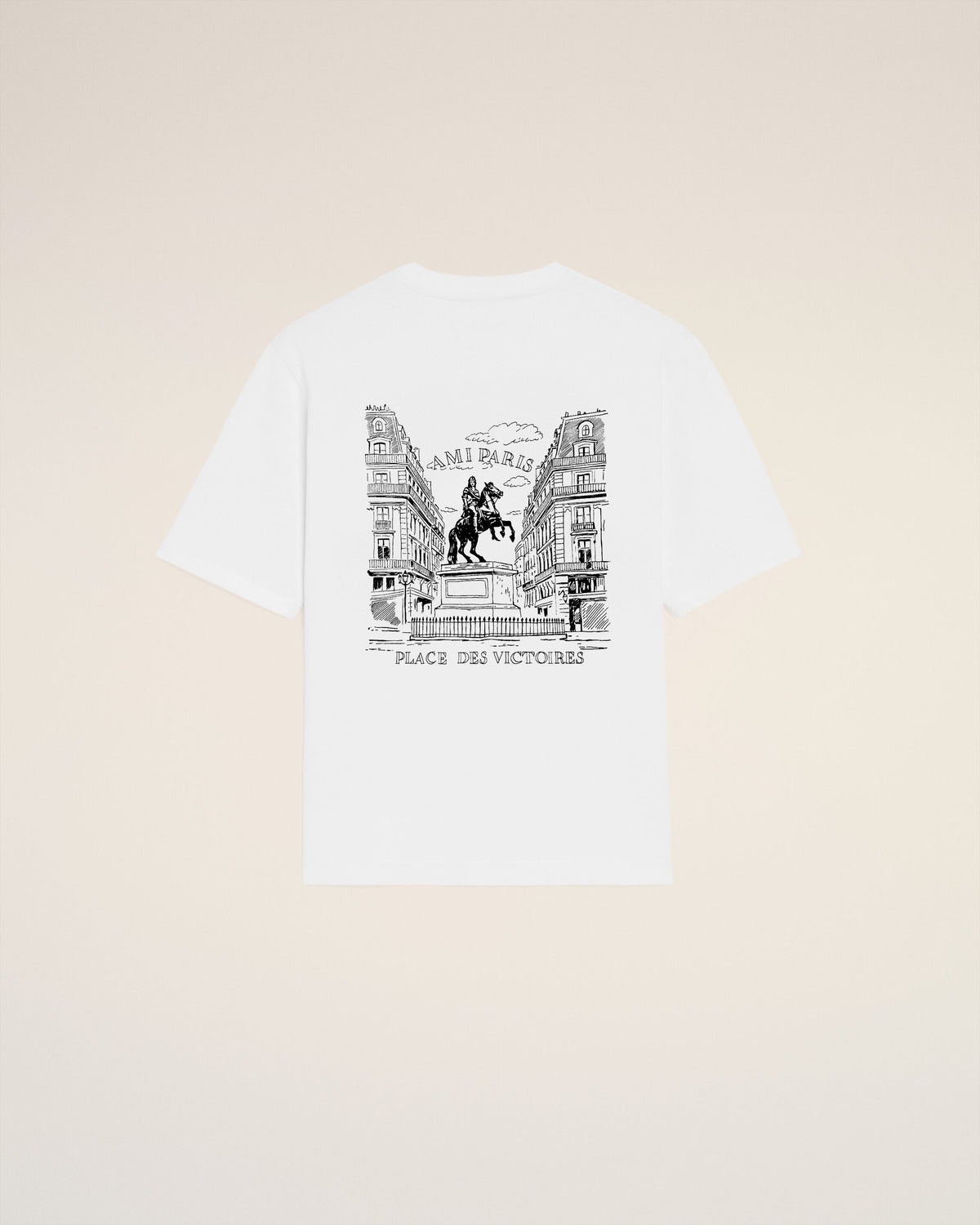 White cotton t-shirt with "Place des Victoires" print - 1