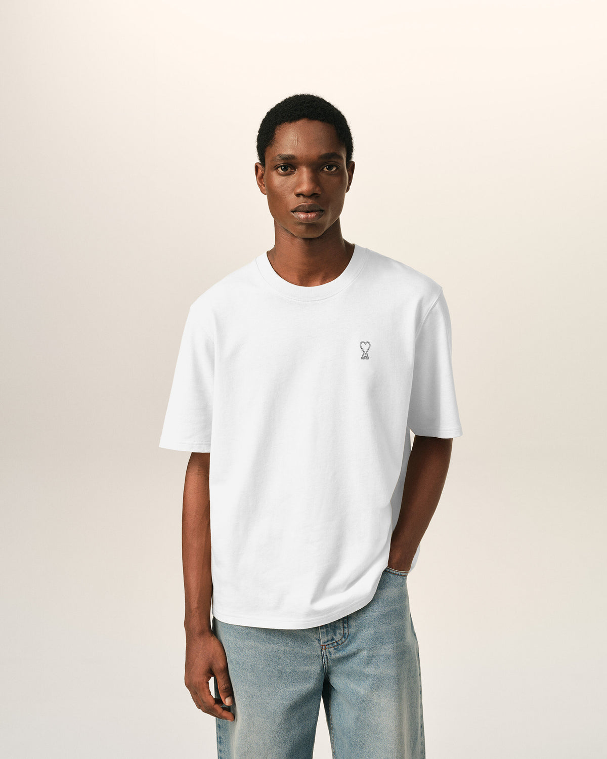 White cotton t-shirt with "Place des Victoires" print - 2