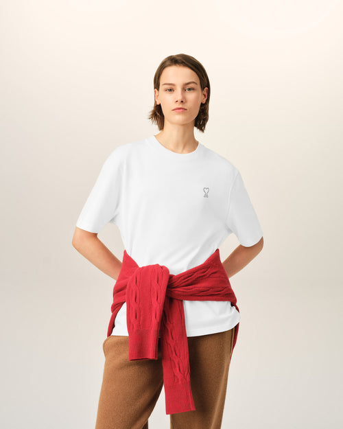 White cotton t-shirt with "Place des Victoires" print - Woman - 9 - AMI Paris - Ami Paris