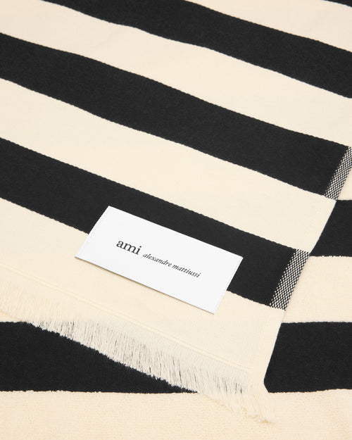 Black Cotton Stripes Beach towel - Woman - 6 - AMI Paris - Ami Paris