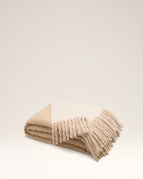 Plaid Beige Bicolore Double-Face Avec Etiquette Ami Alexandre Mattiussi - SABLE - Ami Paris